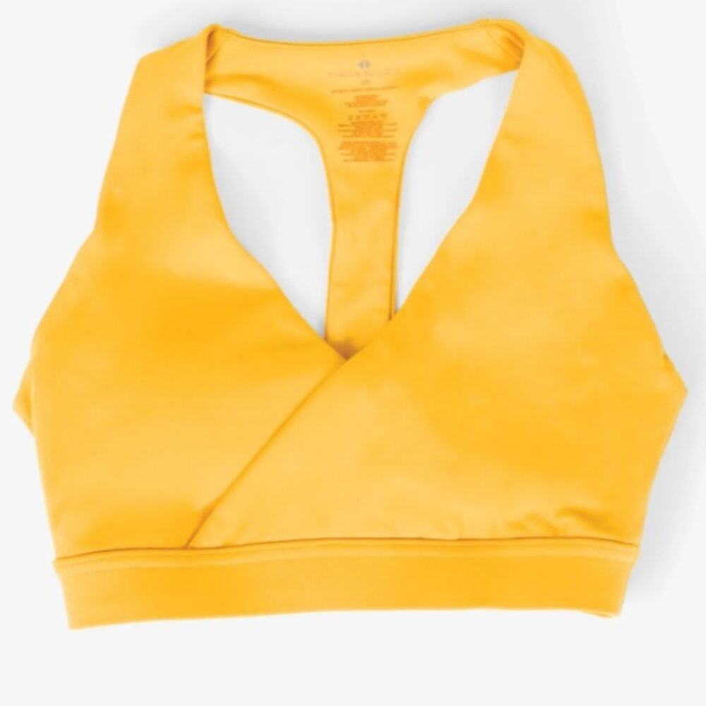 NEW Thrive Societe Yellow Wrapped Surplice Yoga Dance Sports Bra MEDIUM $59